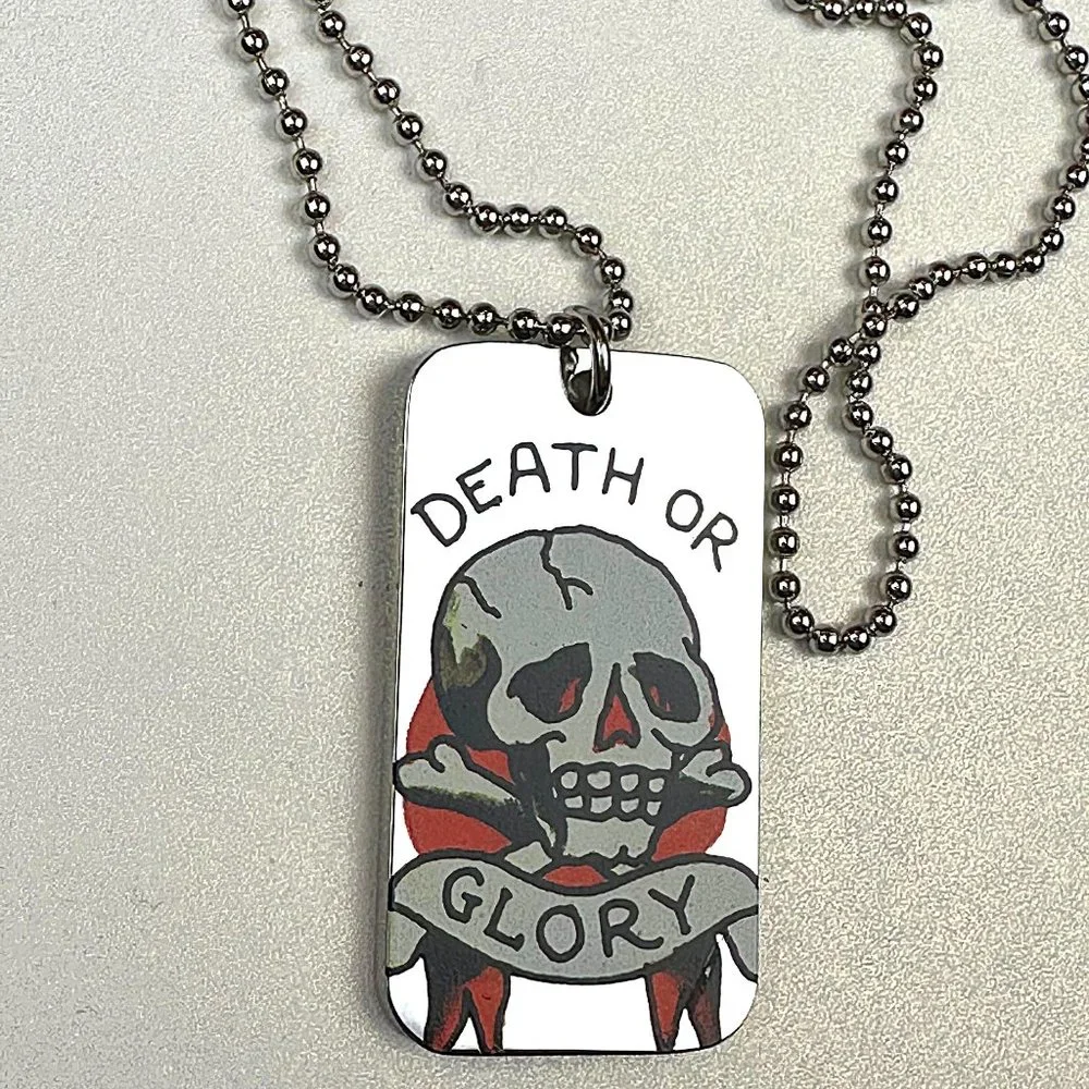 ED HARDY VINTAGE by Christian Audigier / Death Or Glory Single Dog Tag - Picture 4 of 8